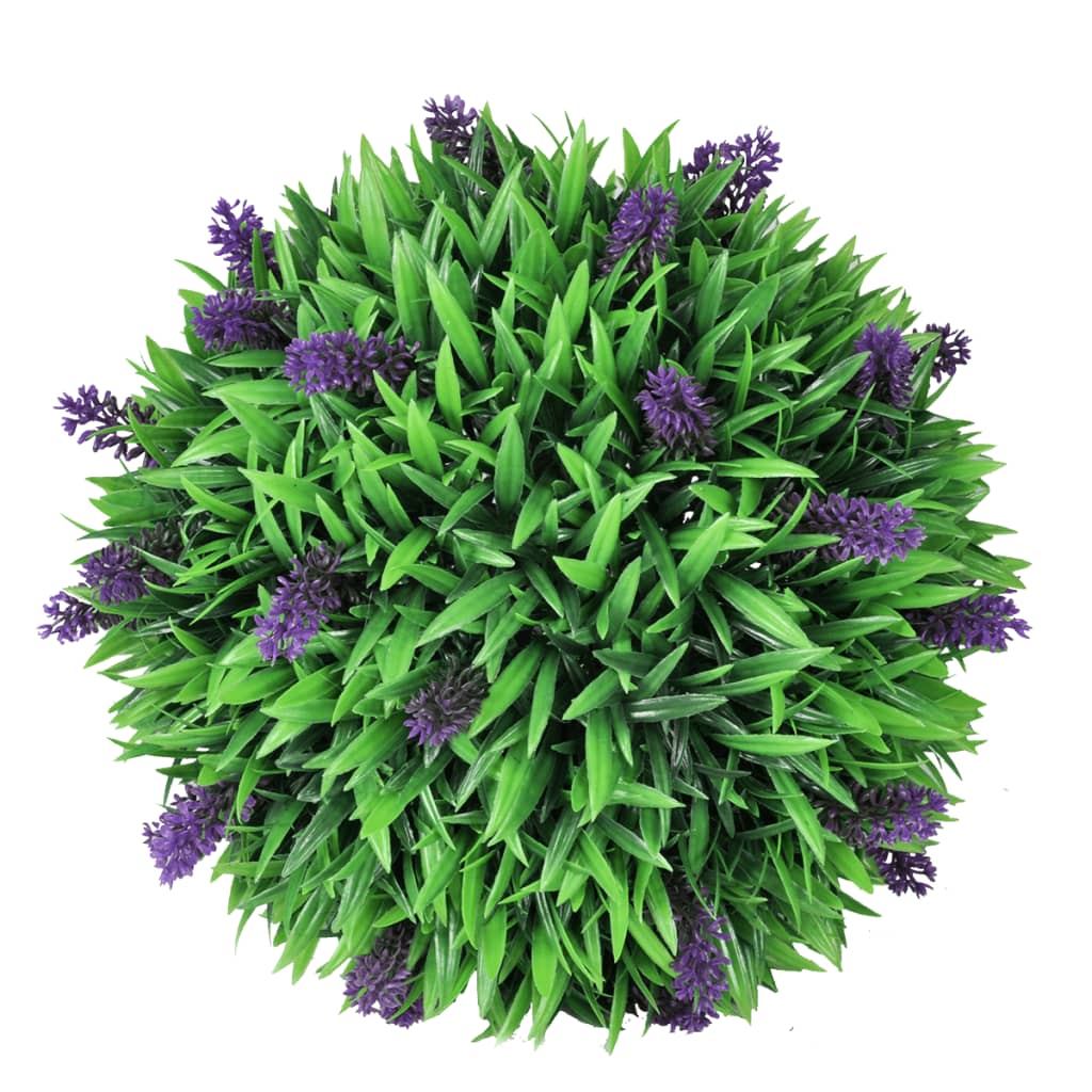 2-delige Kunstbuxussenset bolvormig met lavendel 30 cm - AllerleiShop