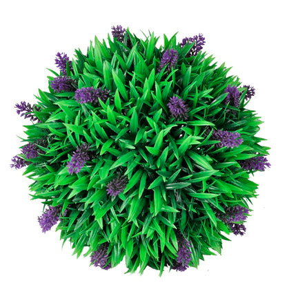 2-delige Kunstbuxussenset bolvormig met lavendel 30 cm - AllerleiShop