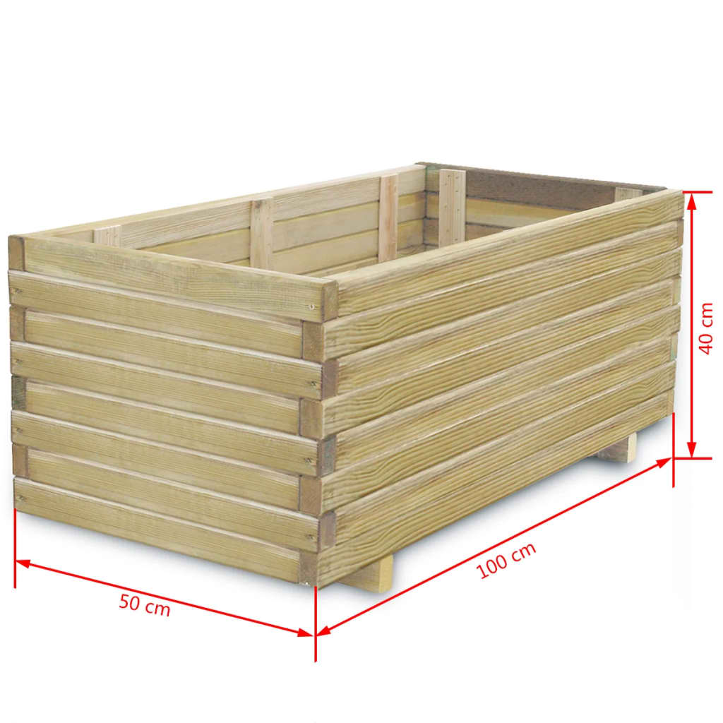 Plantenbak verhoogd rechthoekig 100x50x40 cm hout - AllerleiShop