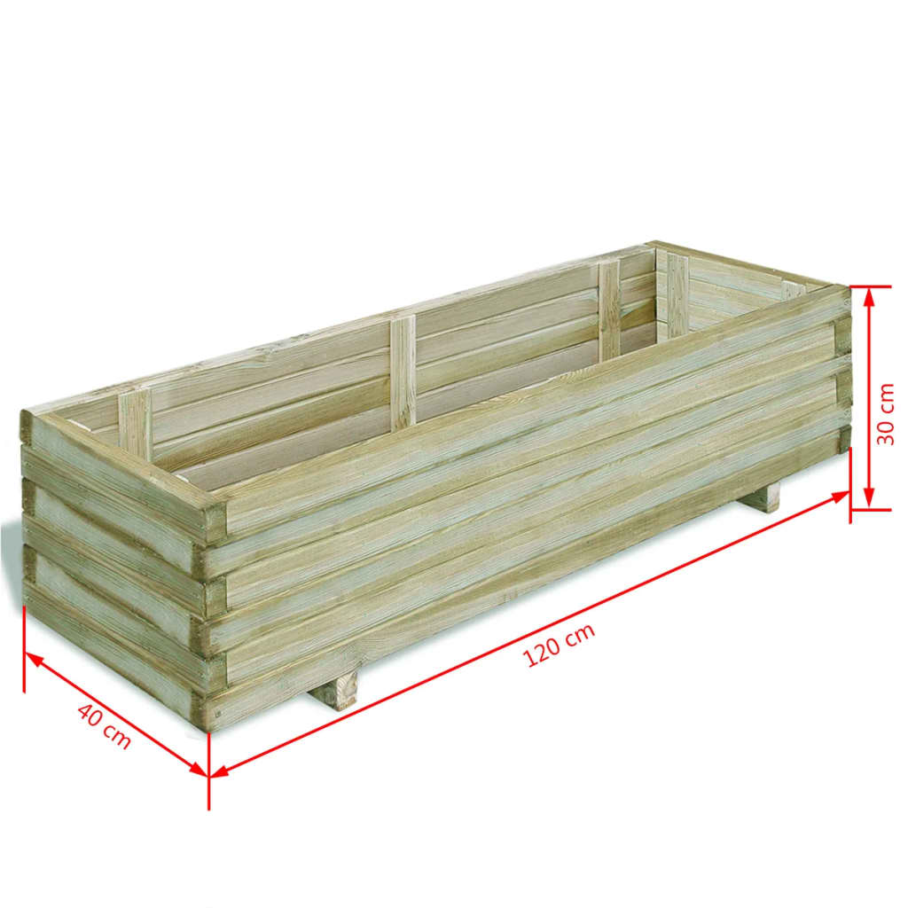 Plantenbak verhoogd rechthoekig 120x40x30 cm hout