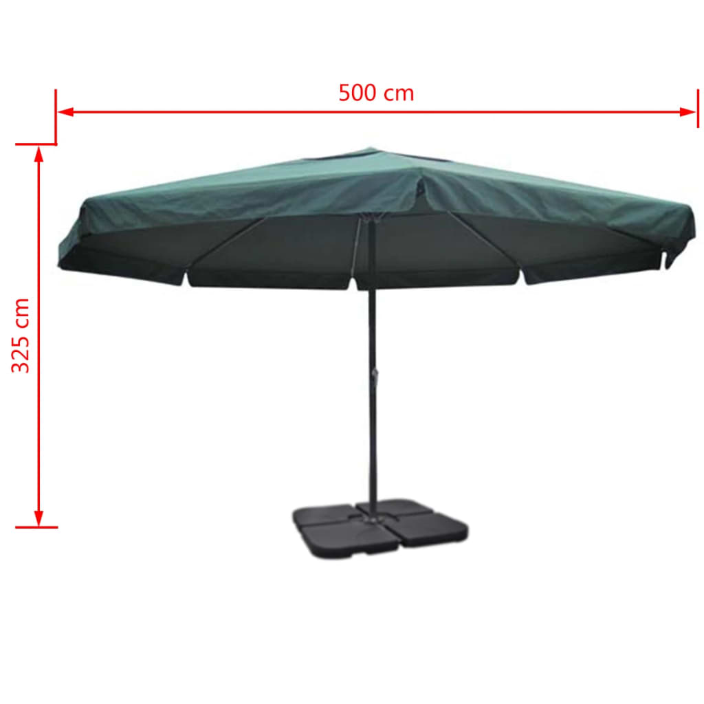 Parasol met draagbare voet aluminium (groen)