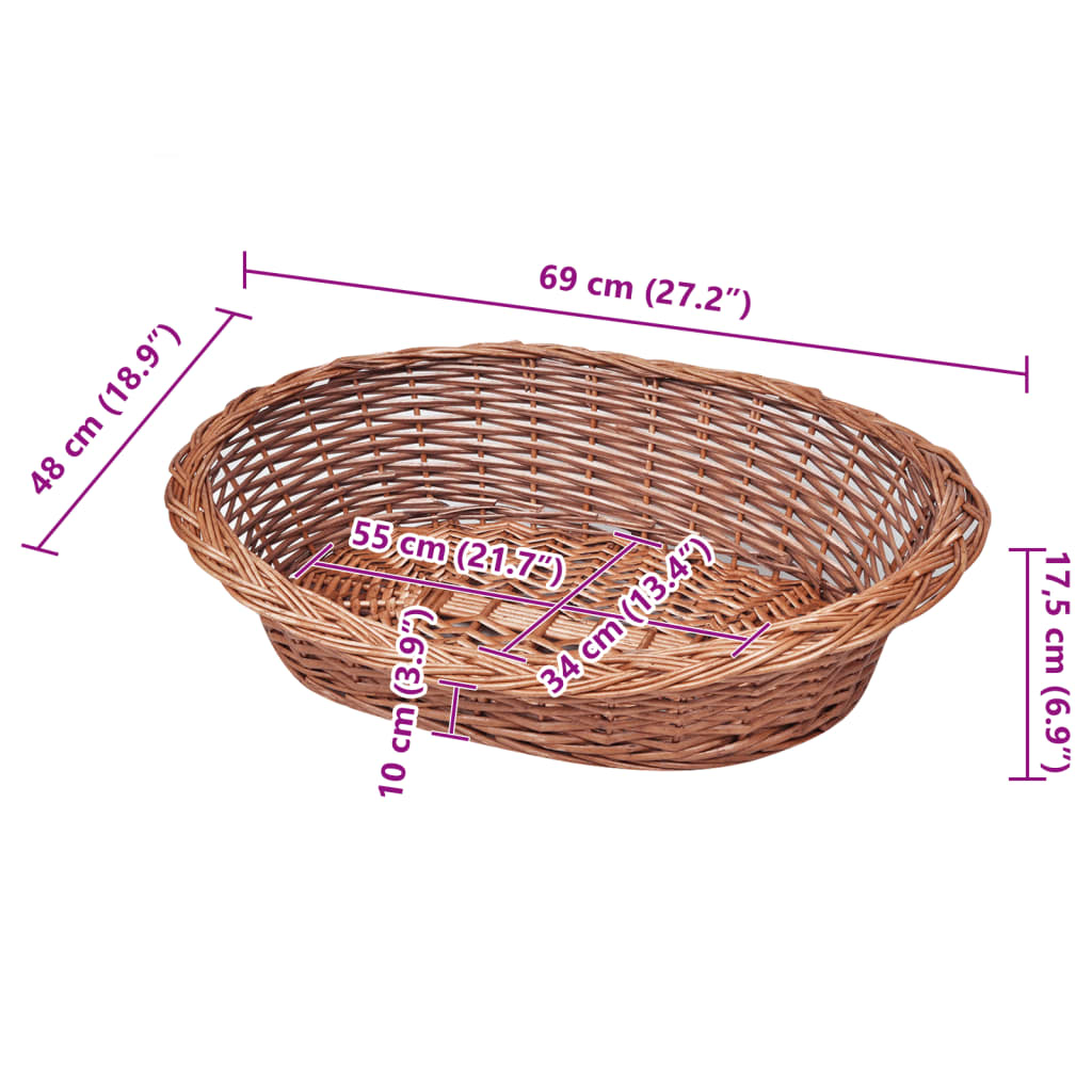 Hondenmand/huisdierenbed 69 cm natuurlijk wilgen