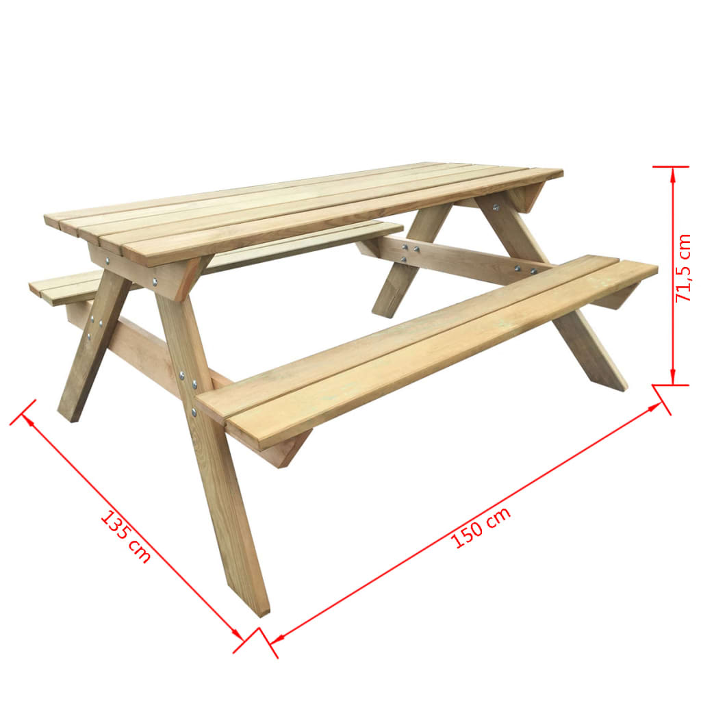 Picknicktafel 150x135x71,5 cm hout - AllerleiShop