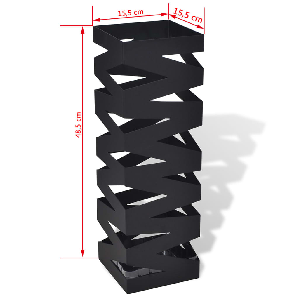 Paraplu- en wandelstokhouder vierkant 48,5 cm staal zwart