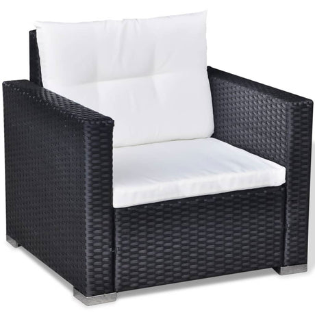 6-delige Loungeset met kussens poly rattan zwart - AllerleiShop
