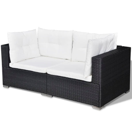 6-delige Loungeset met kussens poly rattan zwart - AllerleiShop