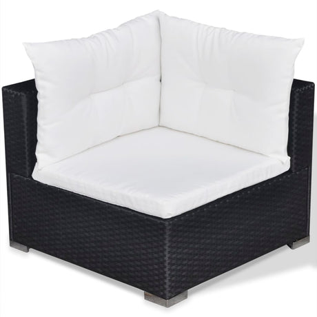 6-delige Loungeset met kussens poly rattan zwart - AllerleiShop