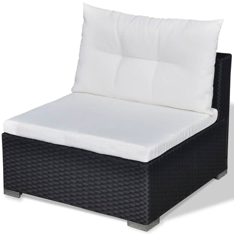 6-delige Loungeset met kussens poly rattan zwart - AllerleiShop