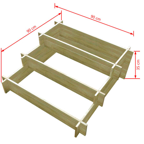 Plantenbak drielaags 90x90x35 cm geïmpregneerd hout - AllerleiShop