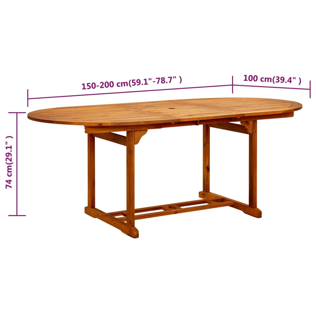 Tuintafel 200x100x75 cm massief acaciahout - AllerleiShop