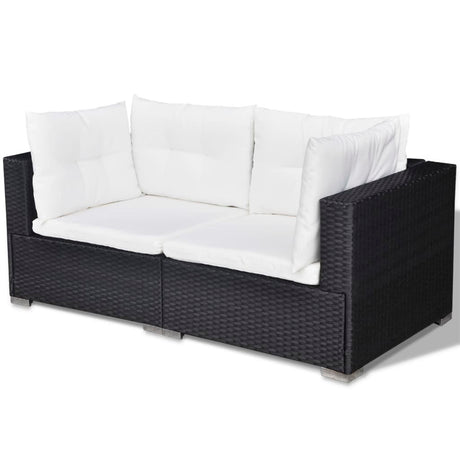 6-delige Loungeset met kussens poly rattan zwart - AllerleiShop