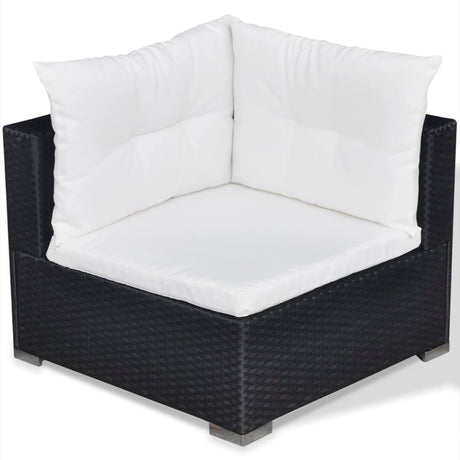6-delige Loungeset met kussens poly rattan zwart - AllerleiShop