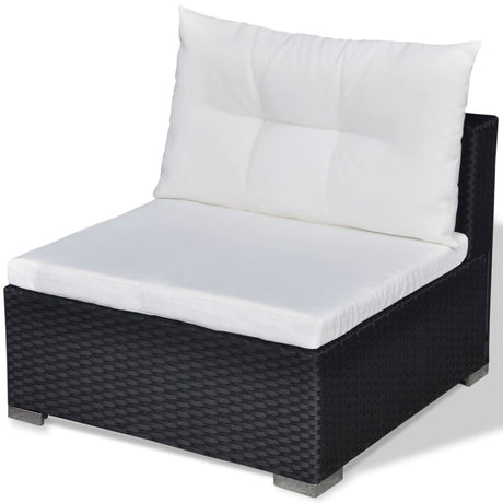 6-delige Loungeset met kussens poly rattan zwart - AllerleiShop