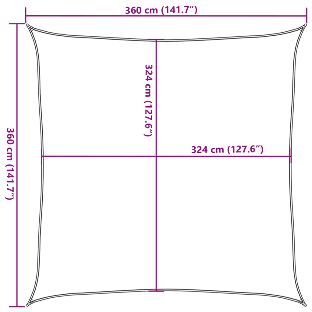 Zonnescherm HDPE vierkant 3,6x3,6 m antraciet - AllerleiShop