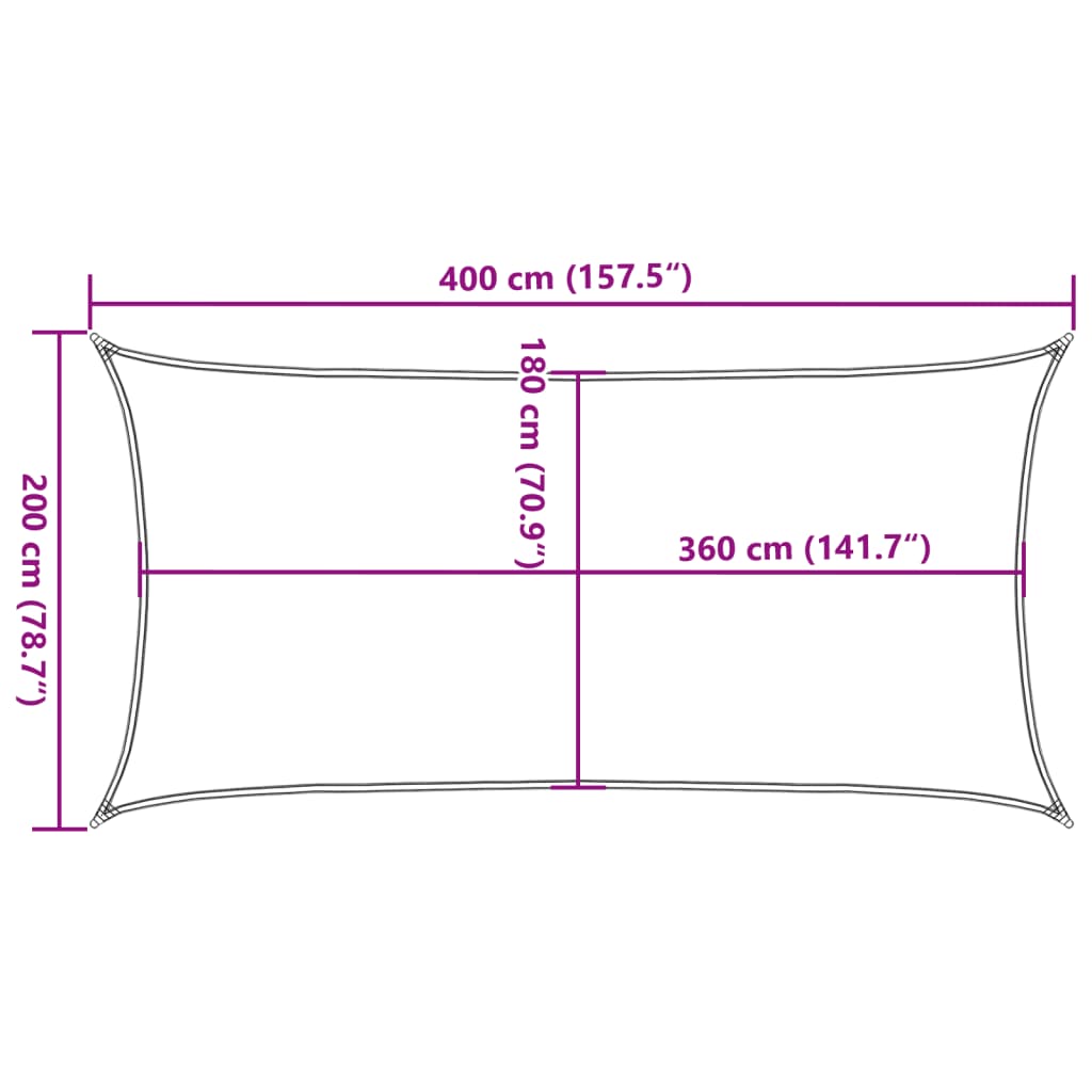 Zonnescherm HDPE rechthoekig 2x4 m beige