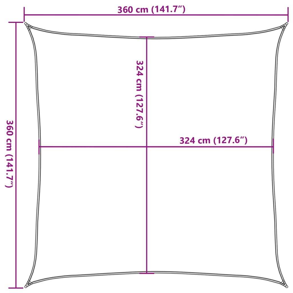 Zonnescherm HDPE crème vierkant 3,6x3,6 m - AllerleiShop