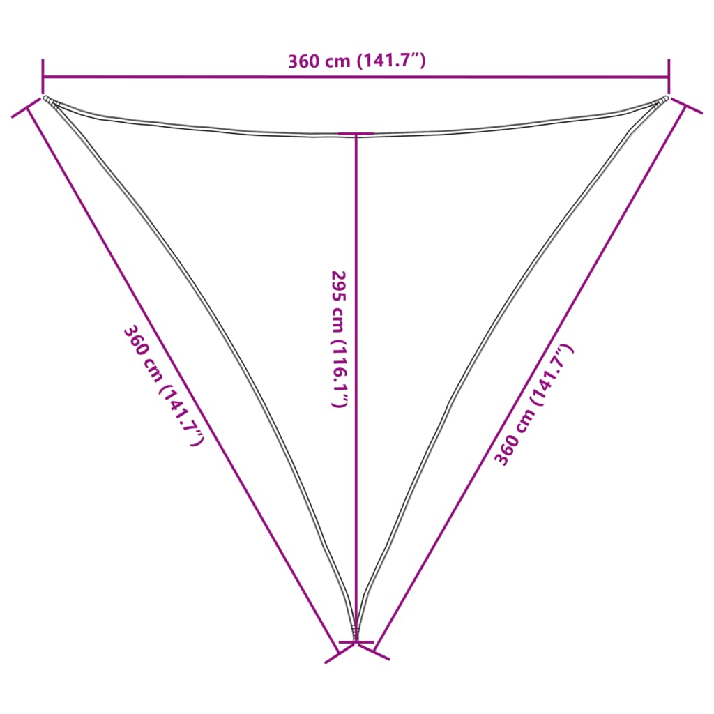 Zonnescherm driehoekig 3,6x3,6x3,6 m oxford stof