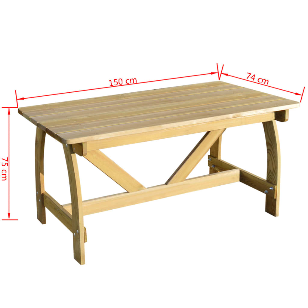 Tuintafel 150x74x75 cm geïmpregneerd grenenhout - AllerleiShop