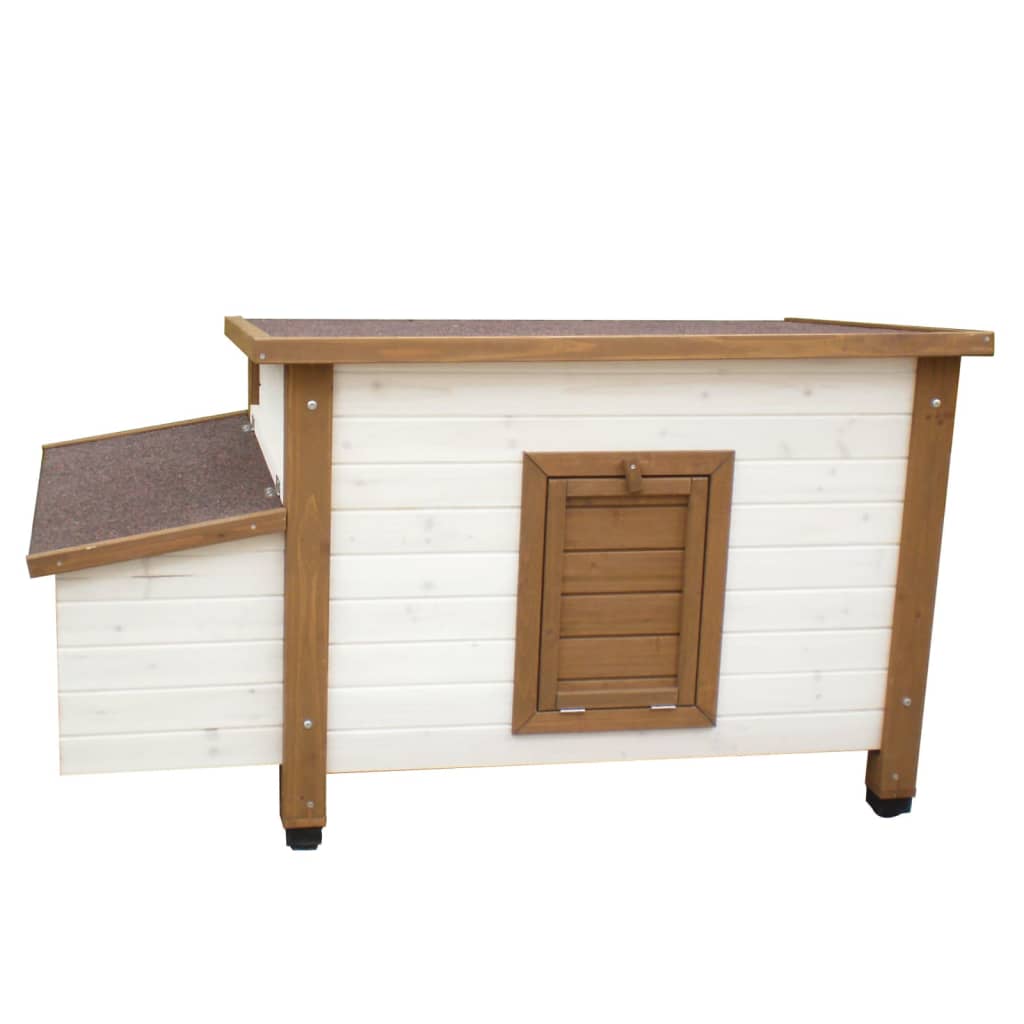 @Pet Kippenhok 136x74,5x75 cm hout wit en bruin - AllerleiShop