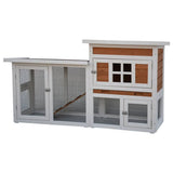 @Pet Konijnenhok Villa 147x50x80 cm wit en bruin - AllerleiShop