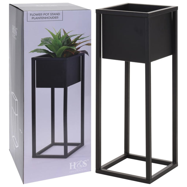 H&S Collection Bloempot op standaard 60 cm metaal zwart - AllerleiShop