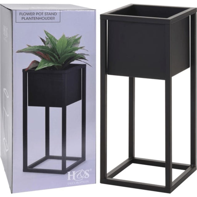 H&S Collection Bloempot op standaard 50 cm metaal zwart - AllerleiShop