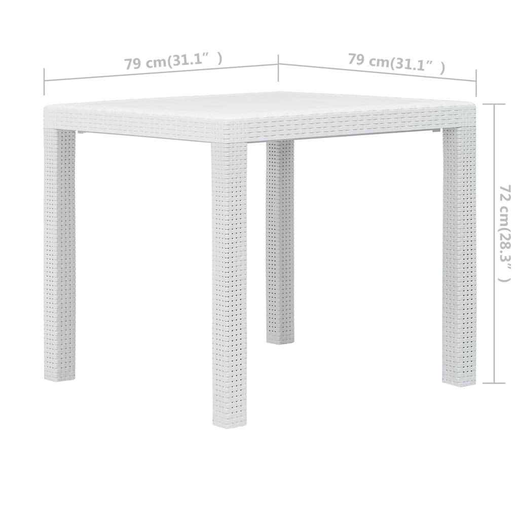 Tuintafel 79x79x72 cm rattan-look kunststof wit - AllerleiShop