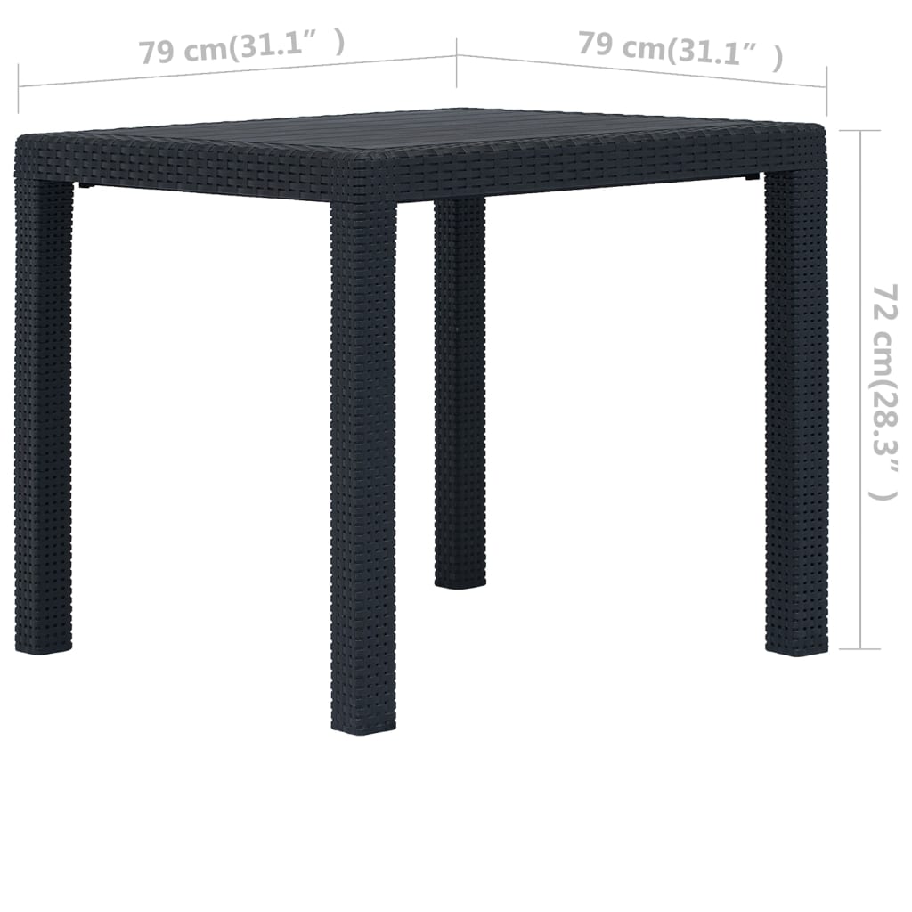 Tuintafel 79x79x72 cm rattan-look kunststof antraciet - AllerleiShop