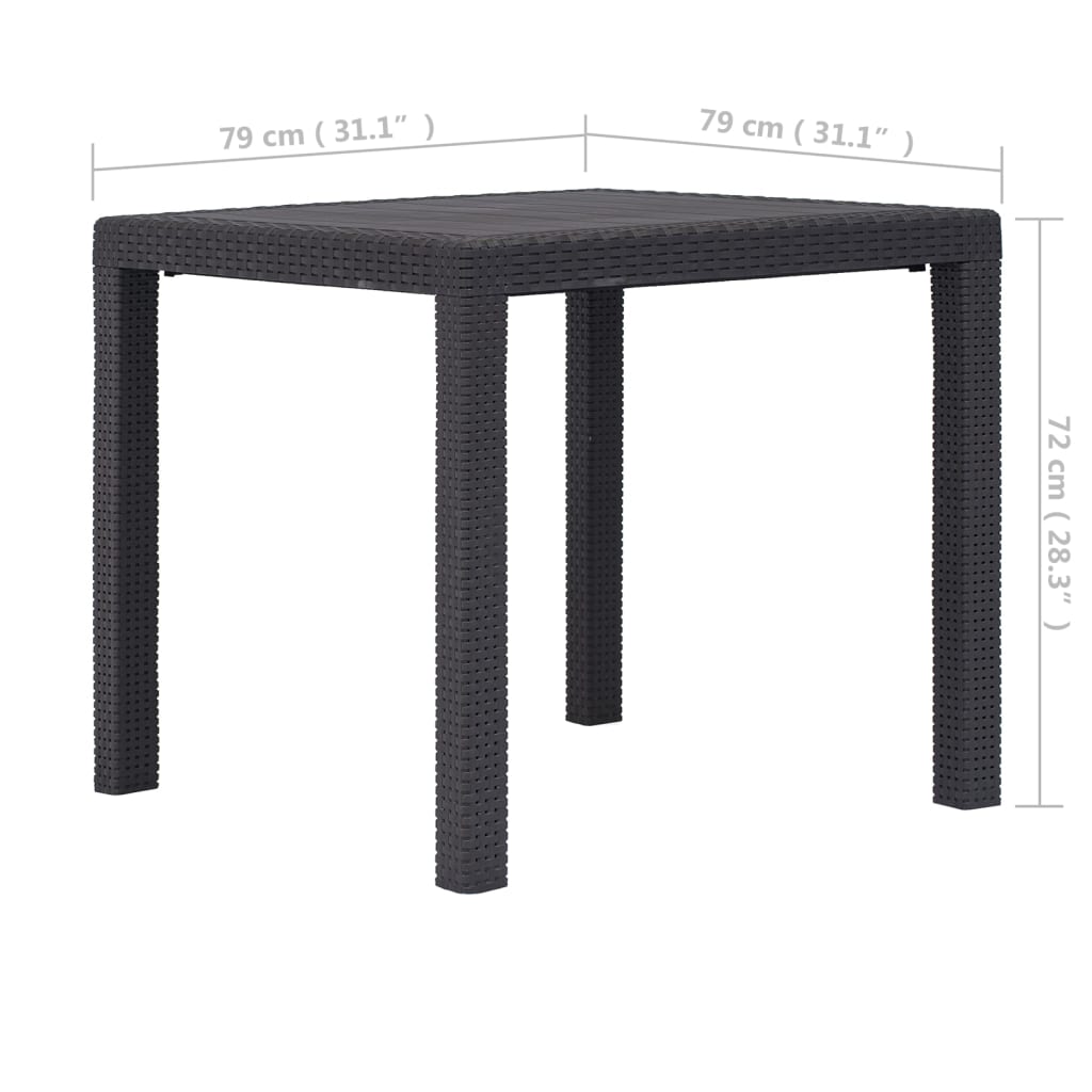 Tuintafel 79x79x72 cm rattan-look kunststof bruin - AllerleiShop