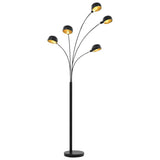 Lamp staand 5xE14 200 cm zwart en goud