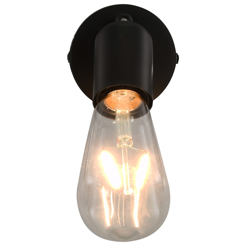 Spotlights 2 st met filament peren 2 W E27 zwart