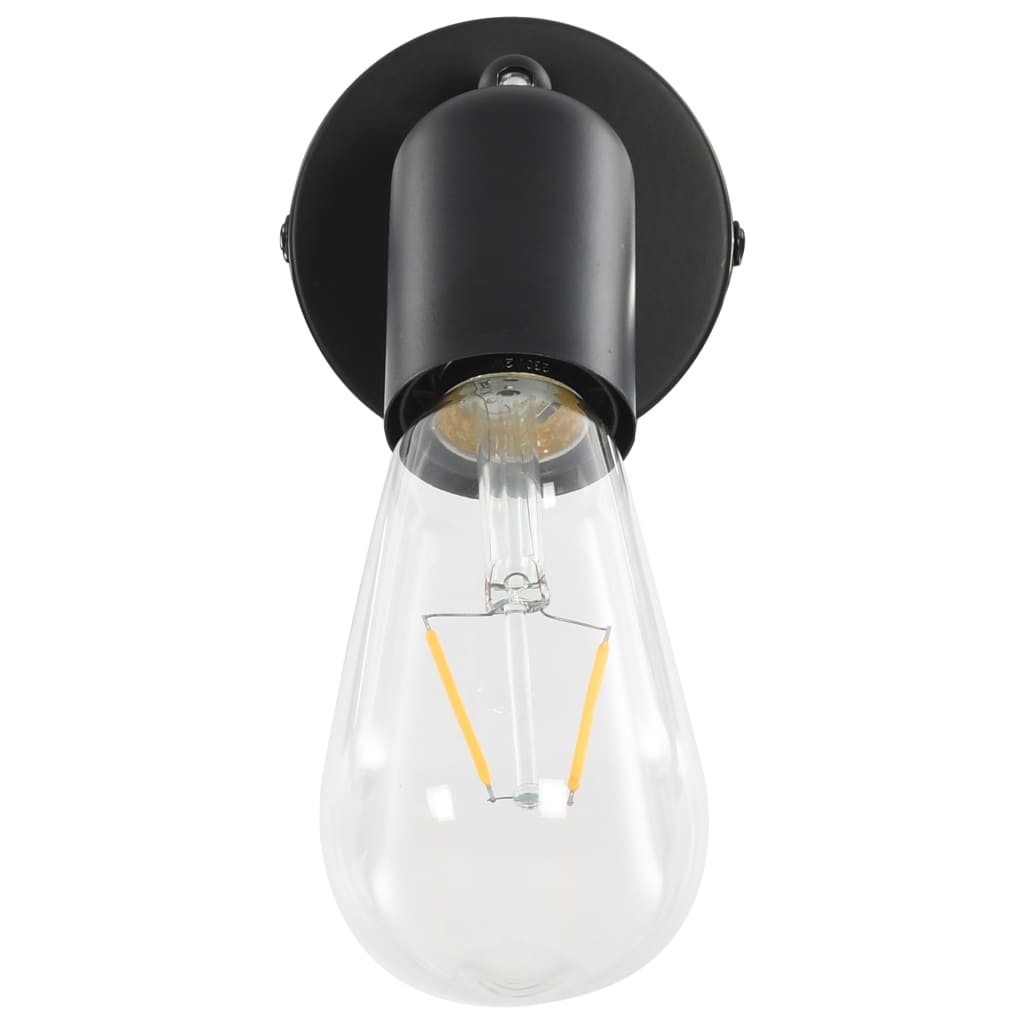 Spotlights 2 st met filament peren 2 W E27 zwart