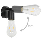 Spotlights 2 st met filament peren 2 W E27 zwart