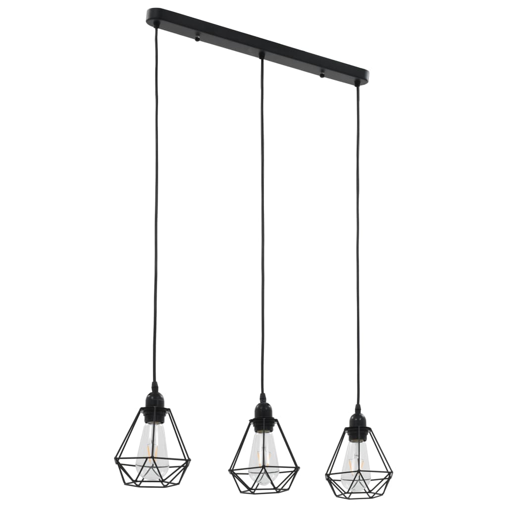 Plafondlamp met diamantvormig 3xE27 zwart