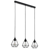 Plafondlamp met diamantvormig 3xE27 zwart