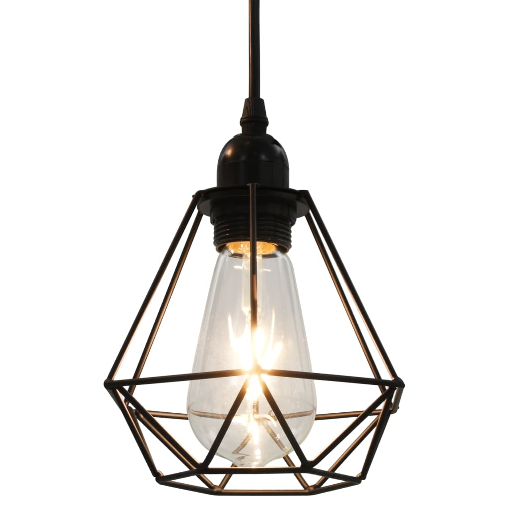 Plafondlamp met diamantvorm 3xE27 zwart