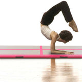 Gymnastiekmat met pomp opblaasbaar 300x100x10 cm PVC roze