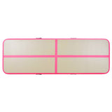 Gymnastiekmat met pomp opblaasbaar 300x100x10 cm PVC roze