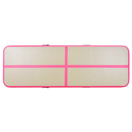 Gymnastiekmat met pomp opblaasbaar 300x100x10 cm PVC roze