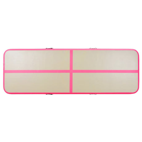 Gymnastiekmat met pomp opblaasbaar 400x100x10 cm PVC roze