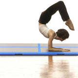 Gymnastiekmat met pomp opblaasbaar 400x100x10 cm PVC blauw - AllerleiShop