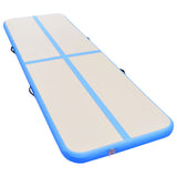 Gymnastiekmat met pomp opblaasbaar 400x100x10 cm PVC blauw - AllerleiShop