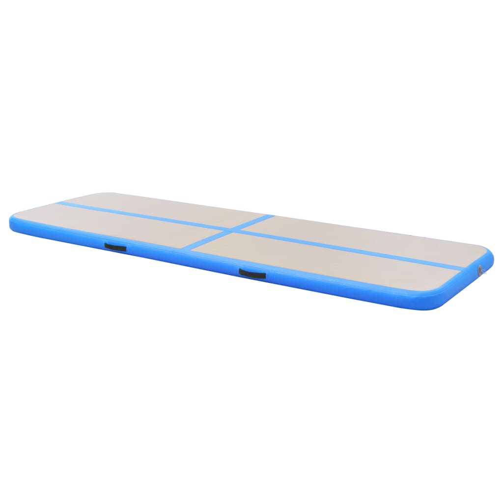 Gymnastiekmat met pomp opblaasbaar 400x100x10 cm PVC blauw - AllerleiShop