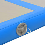 Gymnastiekmat met pomp opblaasbaar 400x100x10 cm PVC blauw - AllerleiShop