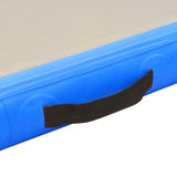 Gymnastiekmat met pomp opblaasbaar 400x100x10 cm PVC blauw - AllerleiShop