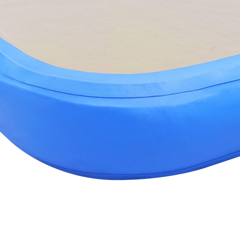 Gymnastiekmat met pomp opblaasbaar 400x100x10 cm PVC blauw - AllerleiShop