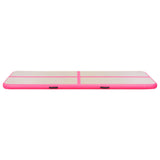 Gymnastiekmat met pomp opblaasbaar 500x100x10 cm PVC roze