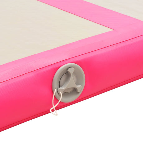 Gymnastiekmat met pomp opblaasbaar 500x100x10 cm PVC roze