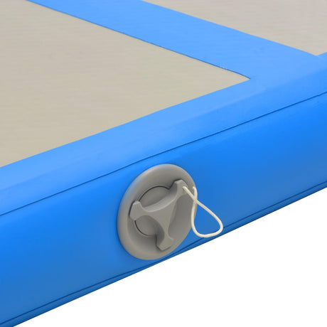 Gymnastiekmat met pomp opblaasbaar 500x100x10 cm PVC blauw