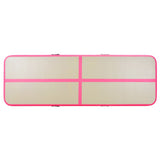 Gymnastiekmat met pomp opblaasbaar 600x100x10 cm PVC roze